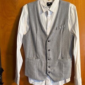 H&M White Dress Shirt with Classic Gray Vest